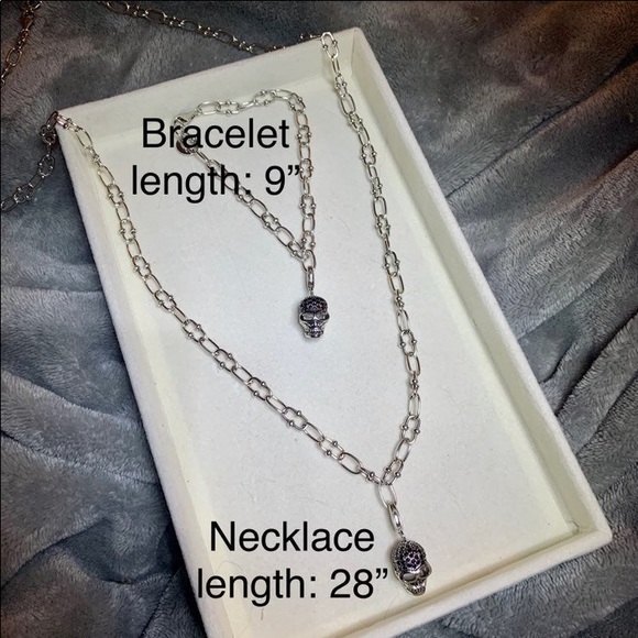 S925 Skull Pave Charm jewelry set for Men - Picture 9 of 12